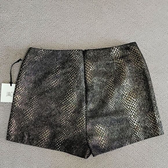 Jack by BB Dakota Metallic Bronze Gold and Black Reptile Animal Print Shorts - 6 - Picture 4 of 13